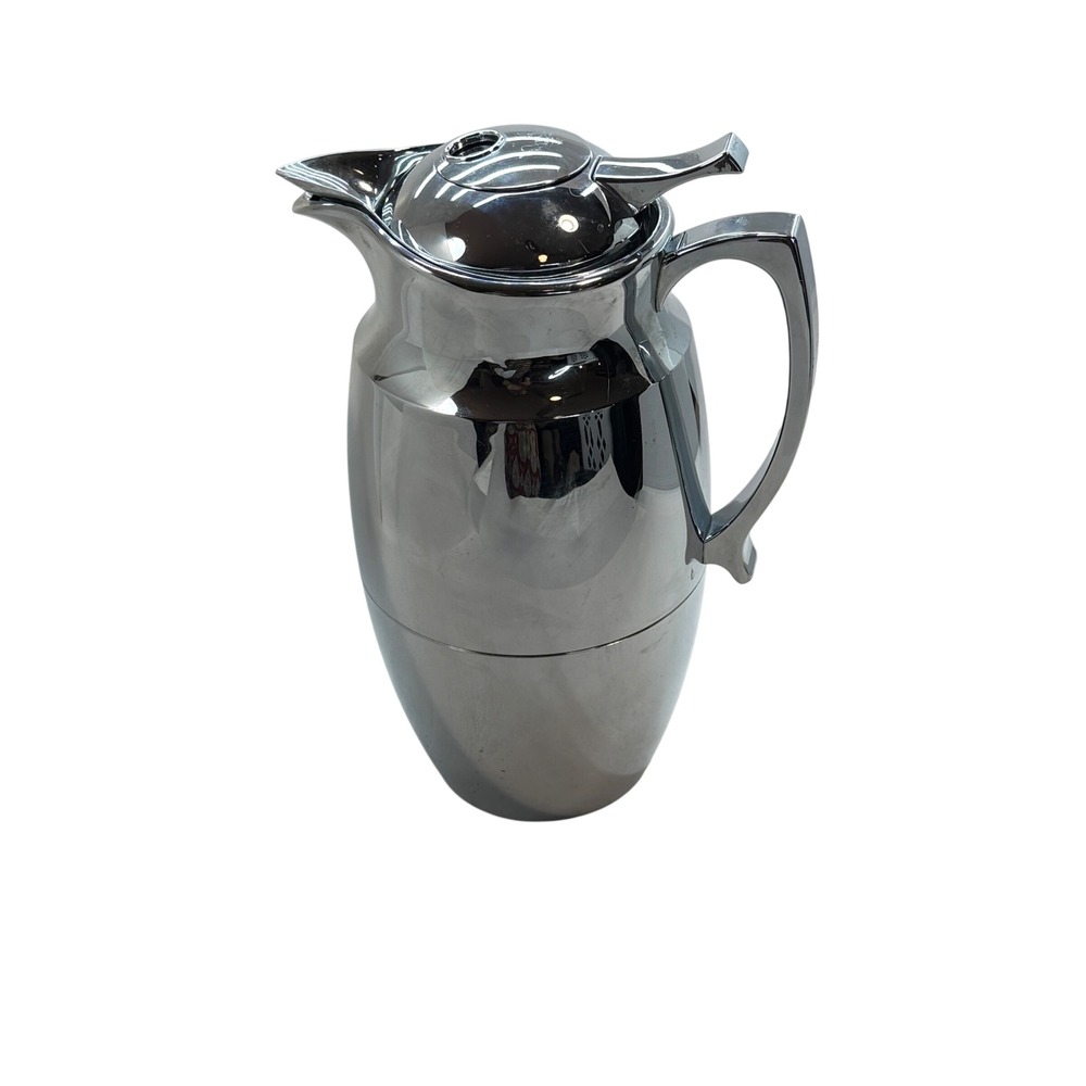 PAMPERED CHEF 42 Oz Chrome Carafe Thermal Glass Liner Hot or Cold